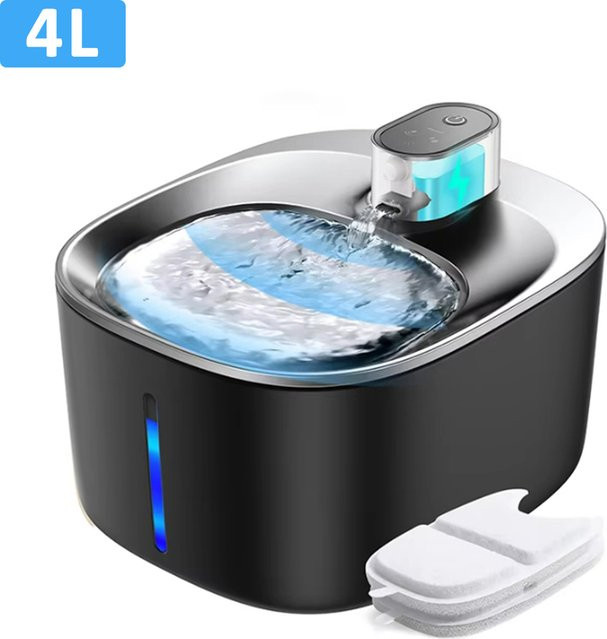 Kabelloser Katzen-Wasserbrunnen mit Bewegungssensor, 4L, Batteriebetrieben, 4000 mAh, Weiß - Bild 1