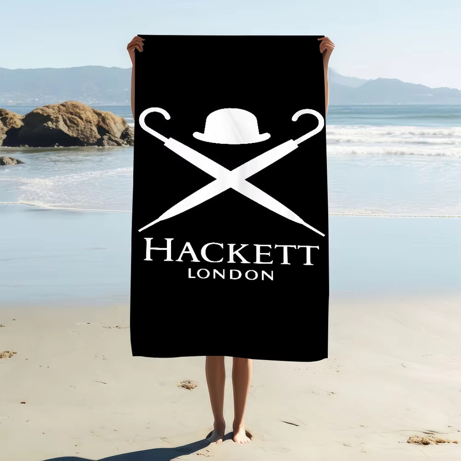 H-Hacketts-S London Strandtuch Schwarz mit maritimen Grafiken, schnell trocknend und weich - Bild 2