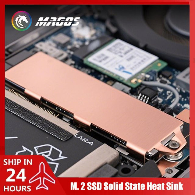 Flying Elephant TN80 M.2 NVMe SSD-Kühlkörper aus Reinkupfer für 2280 2242 2230 Formfaktoren, Universeller Radiator mit Silikon für PS5, Laptop und PC, Gold - Bild 1