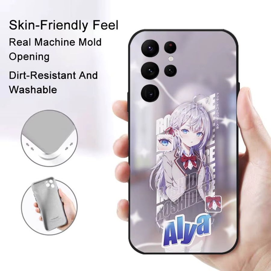 Kawaii Anime Girl A-Alya Handyhülle für Samsung Galaxy S21 S22 S23 S24 S25 FE Plus in Schwarz und Multicolour - Bild 2