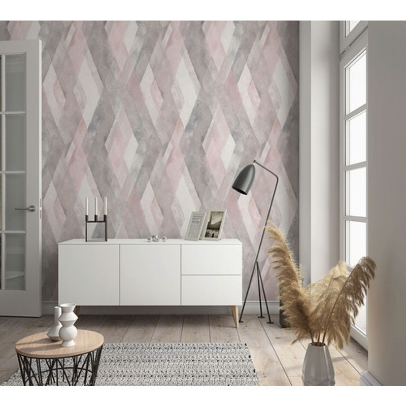 Marburg Vliestapete Shades mit geometrischem Rautenmuster in Rosa und Greige/Beige - Bild 4