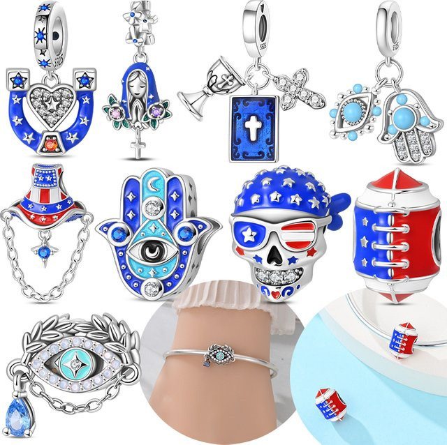 Charm Jungfrau Maria Becher Stern Lorbeerkranz, Silber, Kristall, Perle, Damen - Bild 1