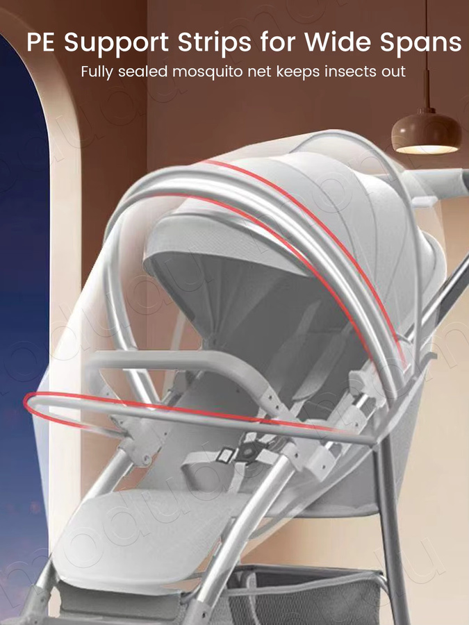 Kisslanding Moskitonetz für Kinderwagen in Pink und Weiß, atmungsaktive und faltbare Abdeckung - Bild 4