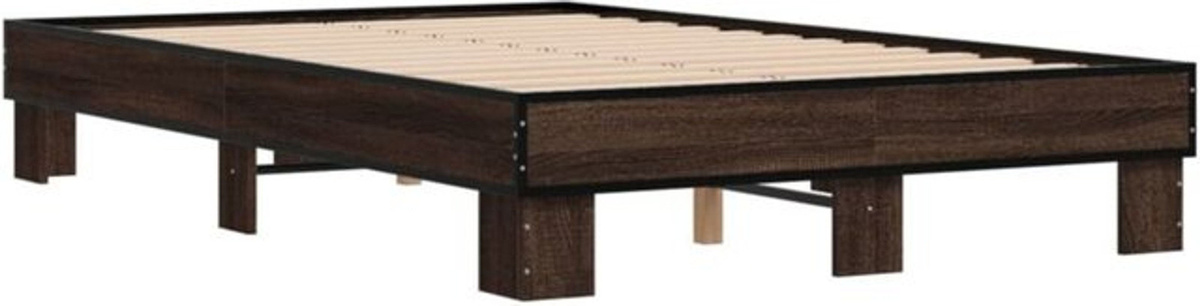 Vidaxl Einzelbett Bettgestell aus Holzwerkstoff und Metall in Braun, B/T/H: 140 x 190 cm - Bild 1