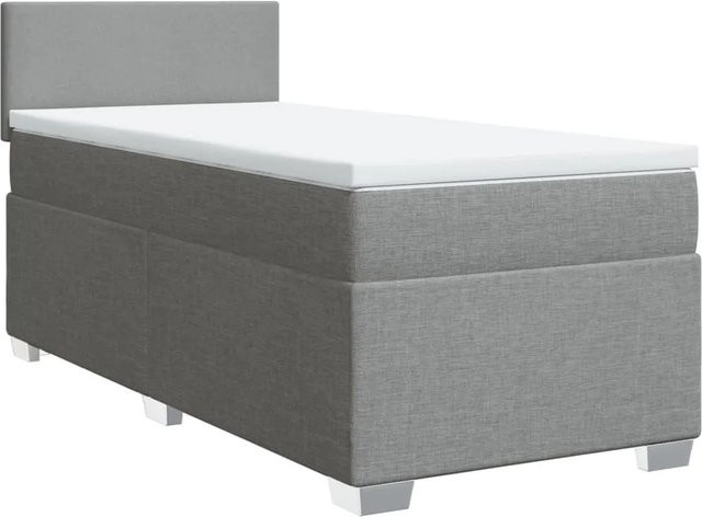 vidaXL Boxspringbett Hybrid mit Matratze und Taschenfederkern in Grau, B/T/H: 80 x 200 x 100,5 cm - Bild 1