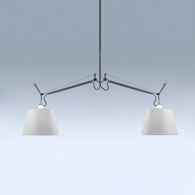 Artemide Tolomeo Suspension Basculante Due Bracci Pendelleuchte aus Aluminium in Grau - Bild 1