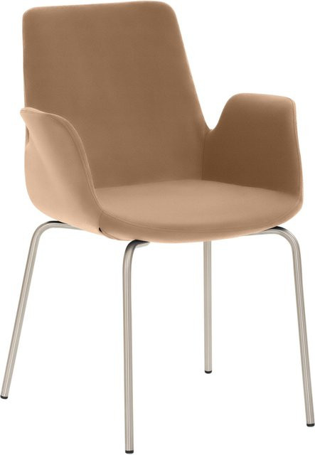 Mayer Sitzmöbel Sessel 2009 mit Mikrofaser-Bezug in Hellbraun und Edelstahl-Gestell, B/T/H: 58 x 59 x 87 cm - Bild 1