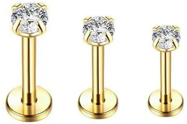 Labret Stecker Edelstahl, Kristall Zirkonia, Damen - Bild 1