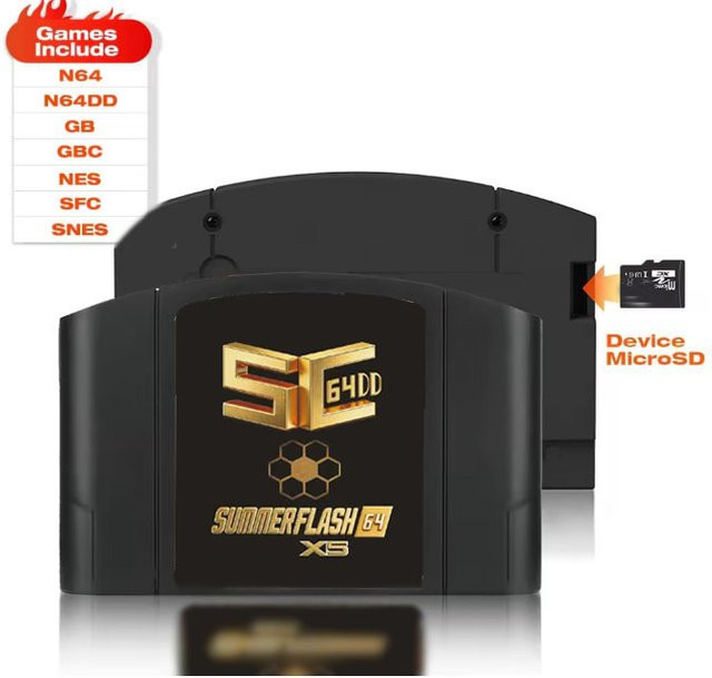 SummerflashX5 SC64 Gold-Karte 64 GB Open Source N64DD Flash TF-Karte für Retro-Videospielkonsolen wie GBC und SNES - Bild 1