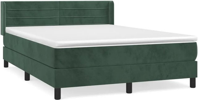 vidaXL Boxspringbett mit Matratze Dunkelgrün Samt B/T: 140 x 200 cm - Bild 1