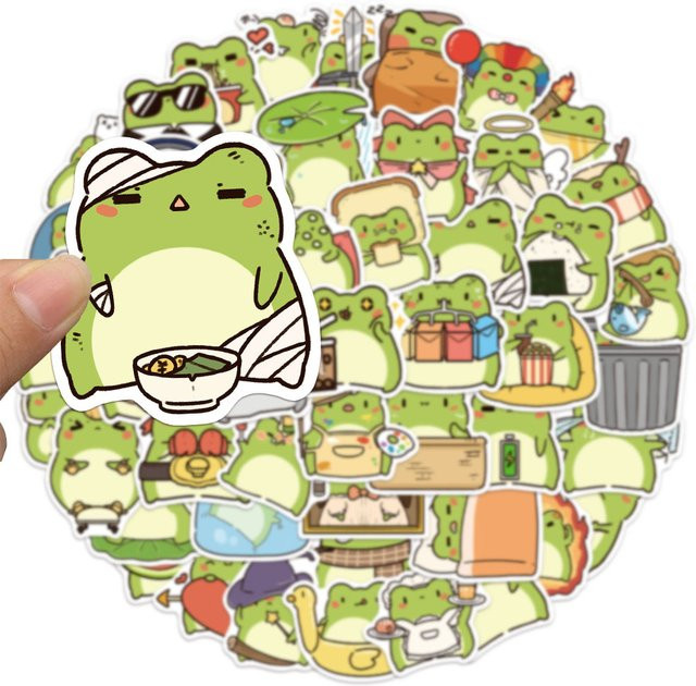 50 Stück Frosch Cartoon Aufkleber Set in Multicolour für DIY Dekoration von Laptop, Telefon und Computer - Bild 1