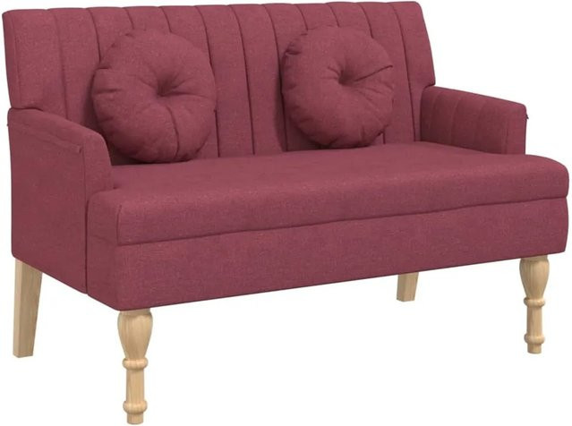 vidaXL Sitzbank mit Kissen in Weinrot mit vertikalem Linienmuster im Antik-Stil, B/T/H: 113 x 64,5 x 75,5 cm - Bild 1