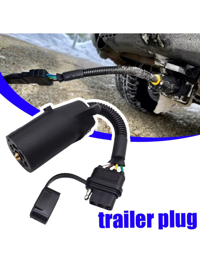 7-Wege-Rund auf 4-Wege-Flach Anhänger-Stecker-Adapter in Schwarz für Wohnmobile und Autos - Bild 7