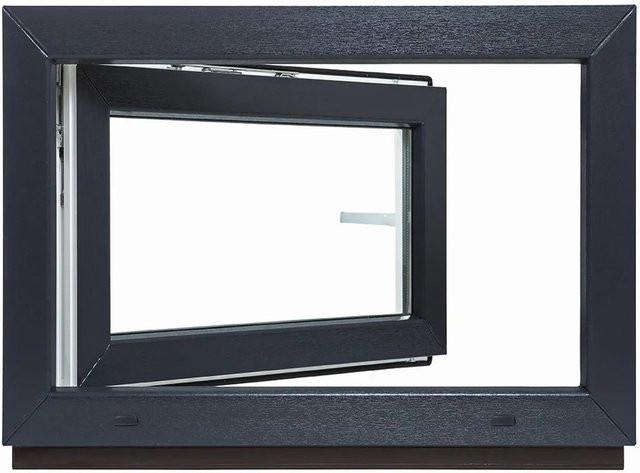 Framelux Kunststofffenster Slimline Anthrazit mit 2-Fach-Verglasung und Linksanschlag B: 85 cm, H: 45 cm - Bild 1