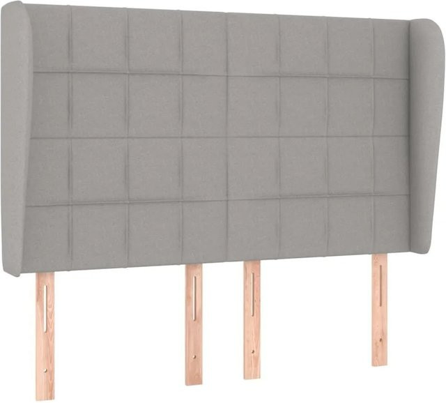 vidaXL Kopfteil mit Ohren in Hellgrau, Stoff, B/T/H: 147 x 23 x 118/128 cm - Bild 1