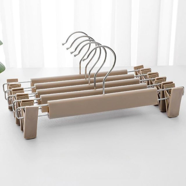Jiajushuo Hosenbügel mit Clips und 360 Grad drehbarem Haken, platzsparende Kleiderbügel für Hosen, Röcke und Jeans, 30er Pack, Braun/Beige - Bild 1