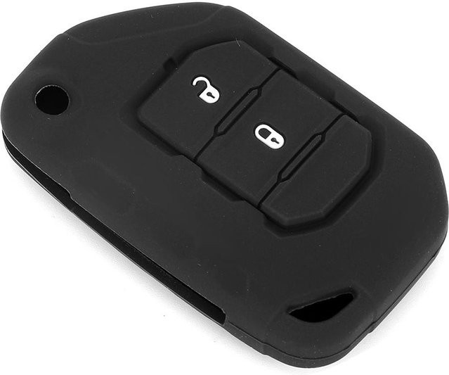 Schwarze Silikon Schlüsselhülle für Jeep Wrangler JL ab 2018 mit 2 Tasten von TOMTOP JMS - Bild 1