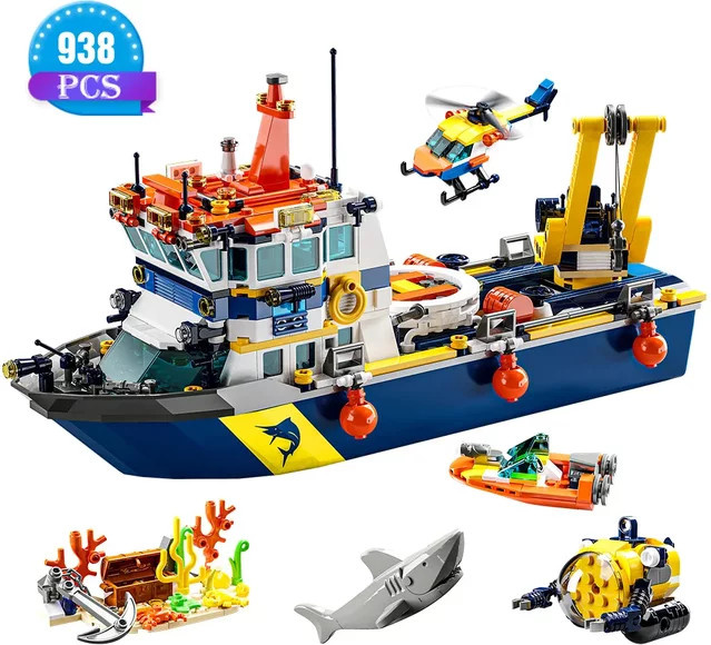 SEMBO BLOCK City Ocean Explorer Schiff-Bausatz, Hubschrauber, U-Boot - Bild 1