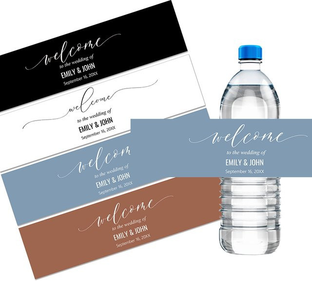 Personalisierte Wasserflaschenetiketten von WDINPATY für Babyparty, Hochzeit oder Geburtstag mit individuellem Text aus Papier - Bild 1