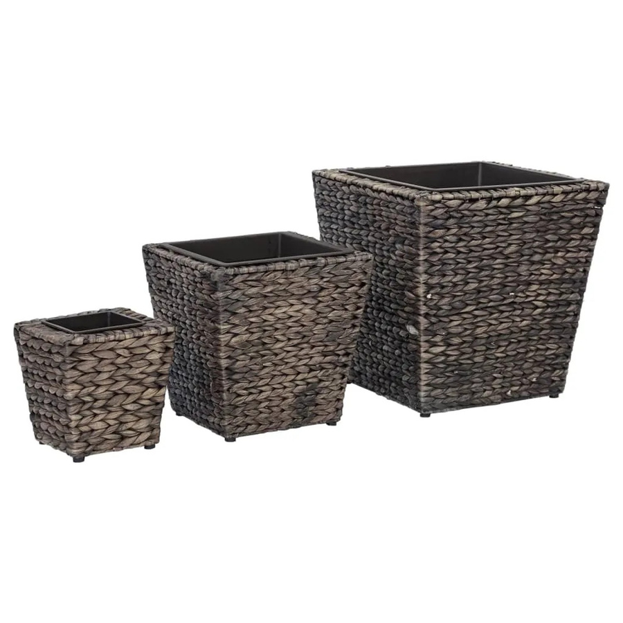 vidaXL Garten-Hochbeete aus Wasserhyazinthe, 3-teiliges Set, Braun - Bild 2