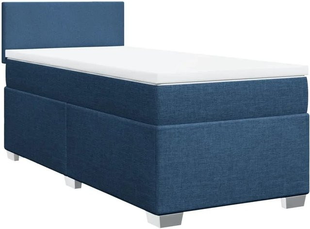 vidaXL Boxspringbett mit Matratze in Blau und Weiß, Hybrid-Design mit Taschenfederkern, B/T: 90 x 200 cm - Bild 1