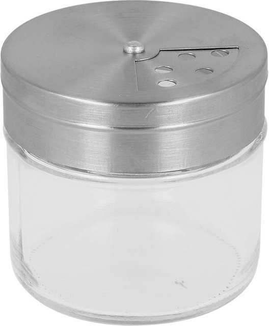 Metaltex Gewürzstreuer aus Glas und Edelstahl, transparent und silber, B/H/T: 6,8 x 6,2 x 6,8 cm - Bild 1