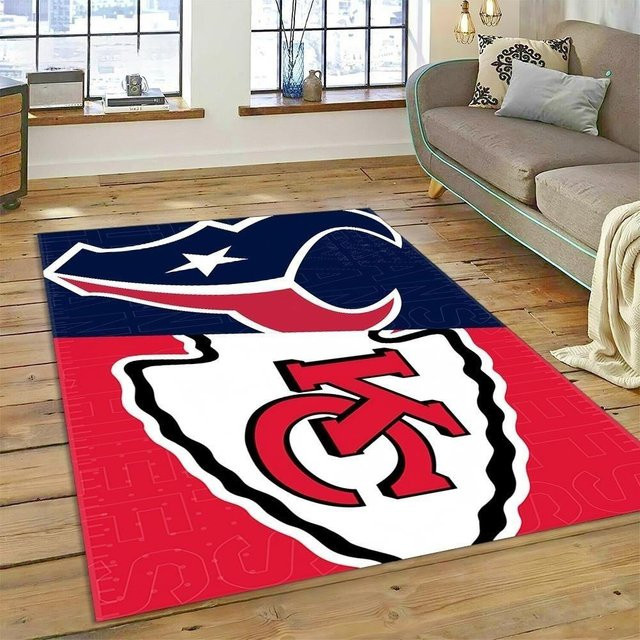 NFL All Team Helme Kollektion Teppich von LOLO IU, Dunkelblau, Rutschfeste Rechteckige Fußmatte mit American Football Print, B: 100 cm, T: 120 cm - Bild 1