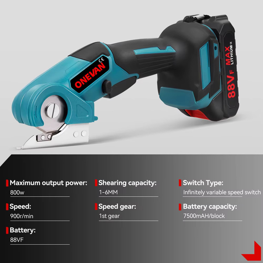ONEVAN Akku-Elektrische Schere 800W Multifunktionale Hand-Stoffschere für Leder und Textilien Kompatibel mit Makita Akku - Bild 3