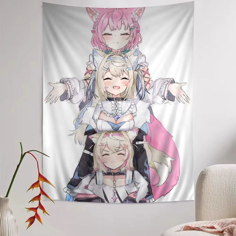 VIKAMA Anime Wandbehang mit Dienstmädchen-Motiv und Herzen, mehrfarbig, Textil-Wanddekoration für Wohnzimmer und Schlafzimmer, B/H: 90 x 60 cm - Bild 1