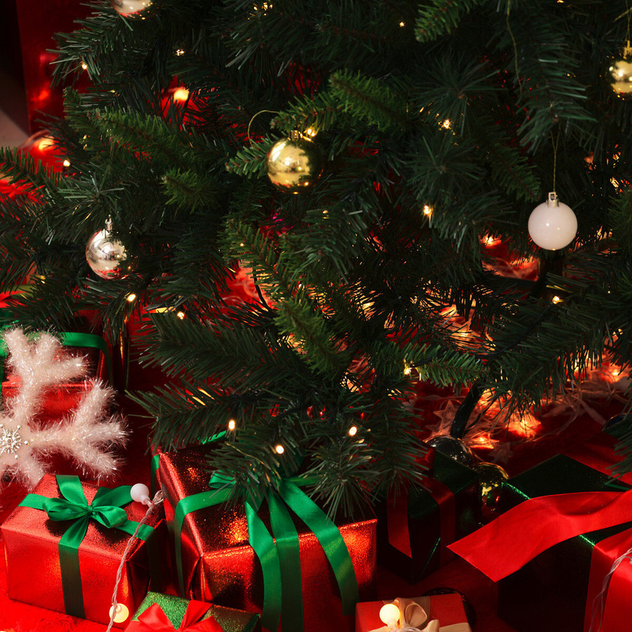 HOMCOM Weihnachtsbaum Grün aus PVC und Metall mit 200 LEDs und Deko, Höhe: 180 cm, Durchmesser: 112 cm - Bild 5