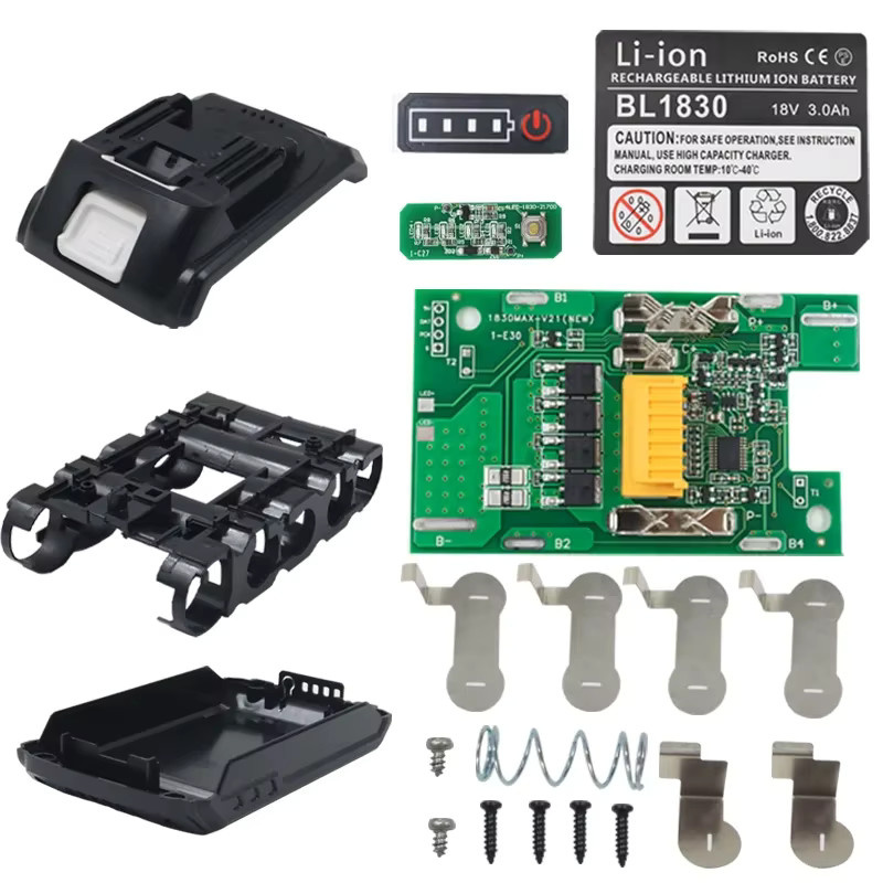 Makita BL1815 Ersatzgehäuse mit LED-Anzeige und Schutzplatine für 18V 3,0 Ah Li-Ion Akkus in Schwarz - Bild 2