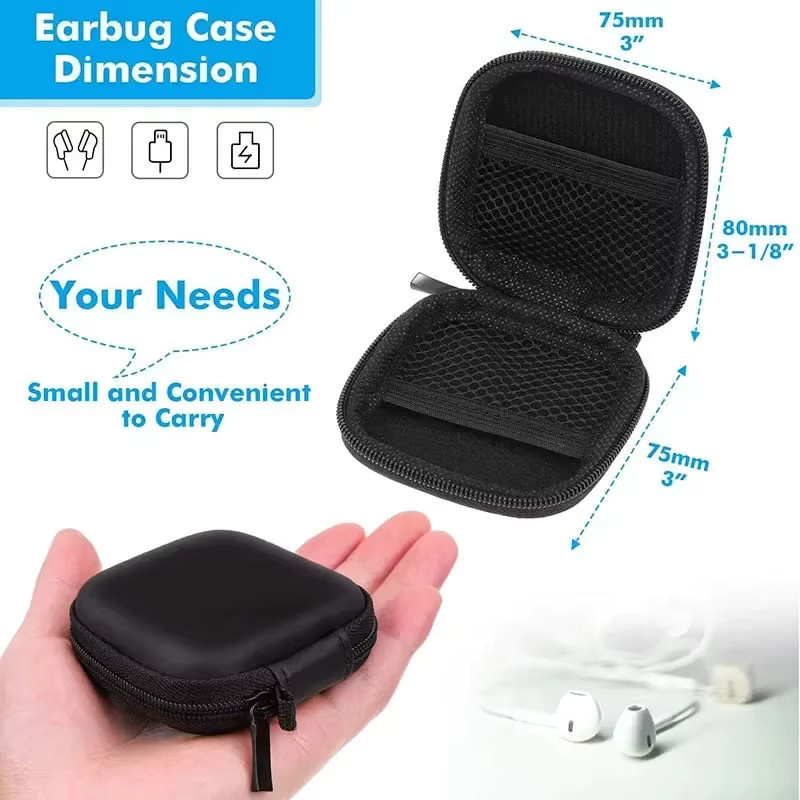 Tragbare Mini Kopfhörertasche und USB-Kabel-Etui in Rot zur Aufbewahrung von Zubehör - Bild 5
