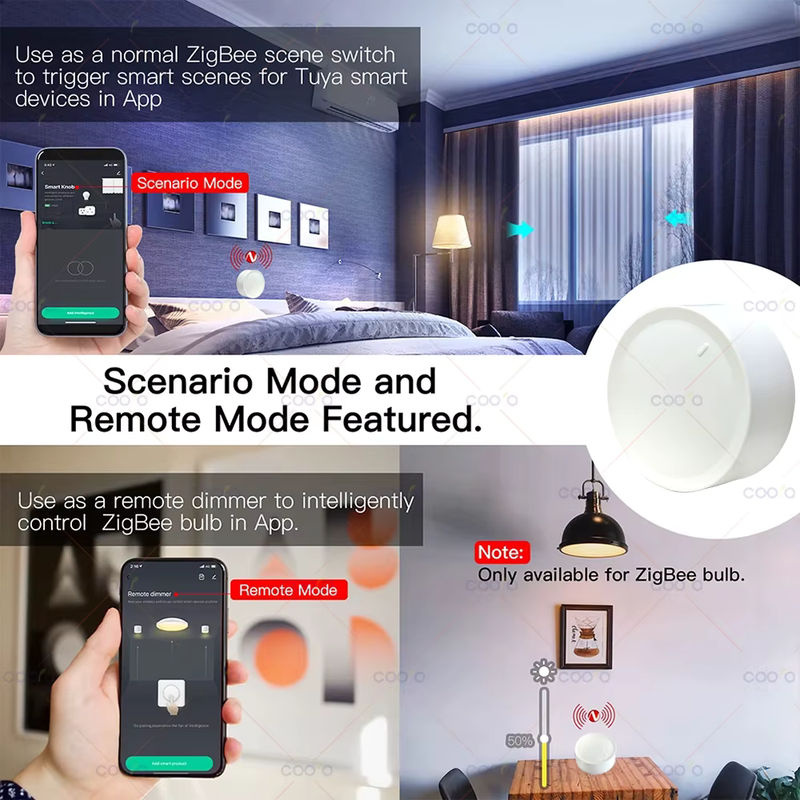Tuya ZigBee Smart Knob Schalter von Coolo, drehbarer Dimmer und drahtlose Szene-Taste in Weiß zur Automatisierung deiner Haushaltsgeräte - Bild 3