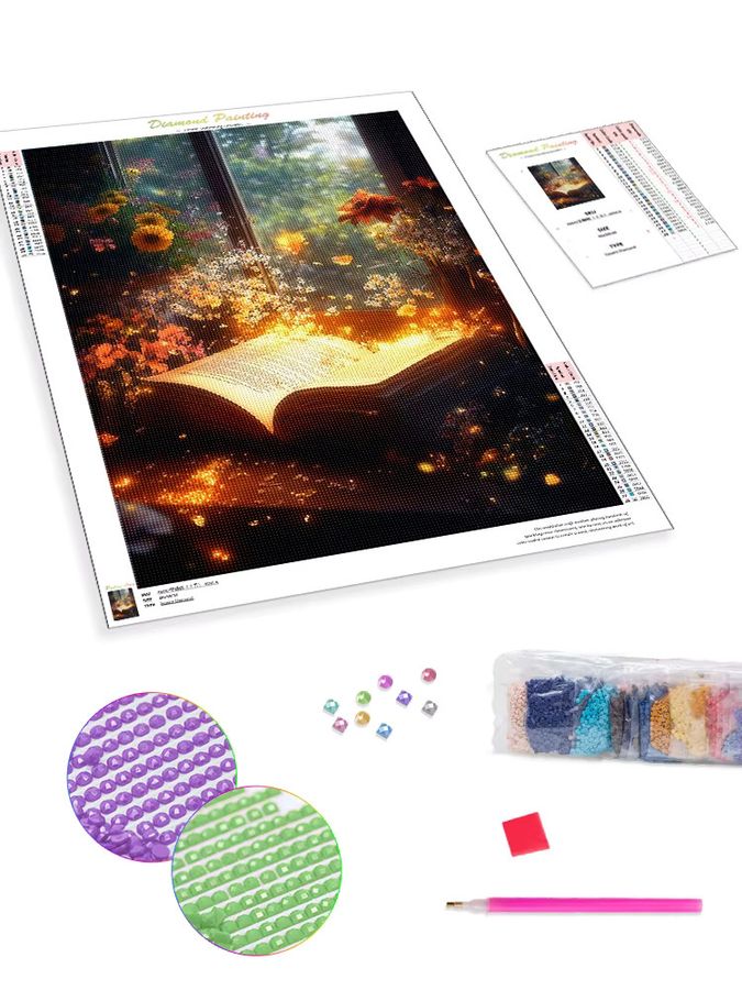 Diamant-Malerei-Set von RUOPOTY mit Landschaftsmotiv als DIY-Handwerk mit runden Strasssteinen, B/H: 30,0 x 20,0 cm - Bild 4