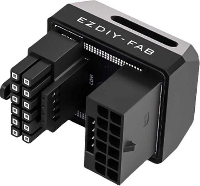 Abgewinkelter 12VHPWR Adapter 16-polig für GPU Stromversorgung in Weiß für RTX 3090ti und 4070ti - Bild 1