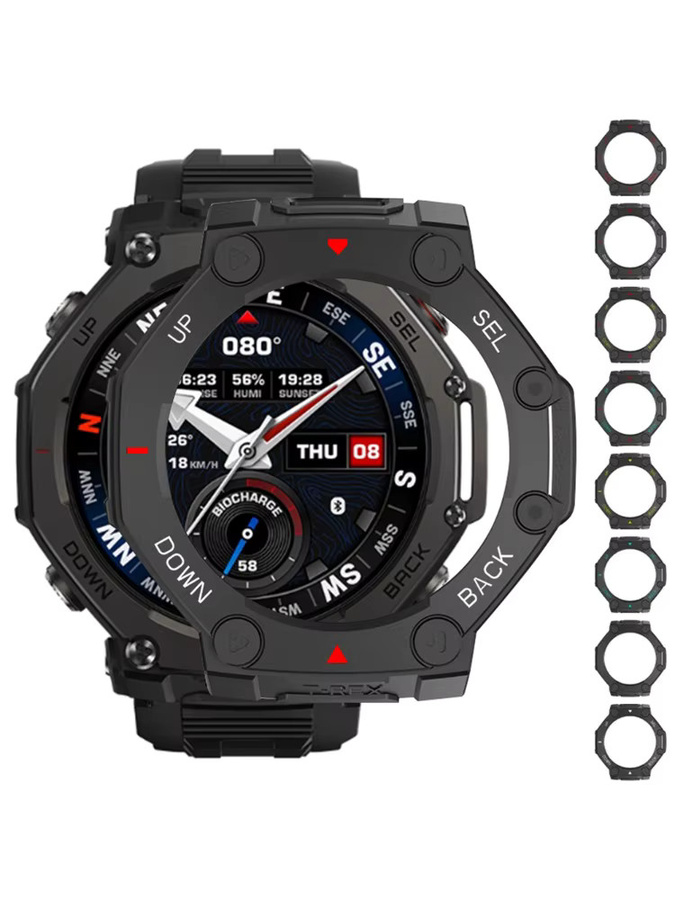 CHIICSMART Schutzhülle für Huami Amazfit T-Rex 3Pro 48 mm, Schwarz, Kunststoff, Silikon, Unisex - Bild 6