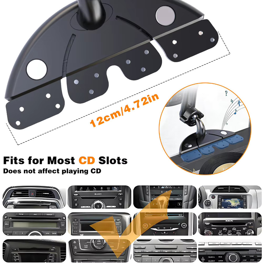 LRBH CD-Slot-Autohalterung für Smartphones mit 360 Grad verstellbarem Drehdesign und verlängertem Metallarm sowie universeller Clip-Basis - Bild 3