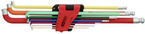 KS Tools Kugelkopf-Innensechskant-Winkelstiftschlüssel-Satz, 9-teilig, 108° abgewinkelt, Multicolor - Bild 1