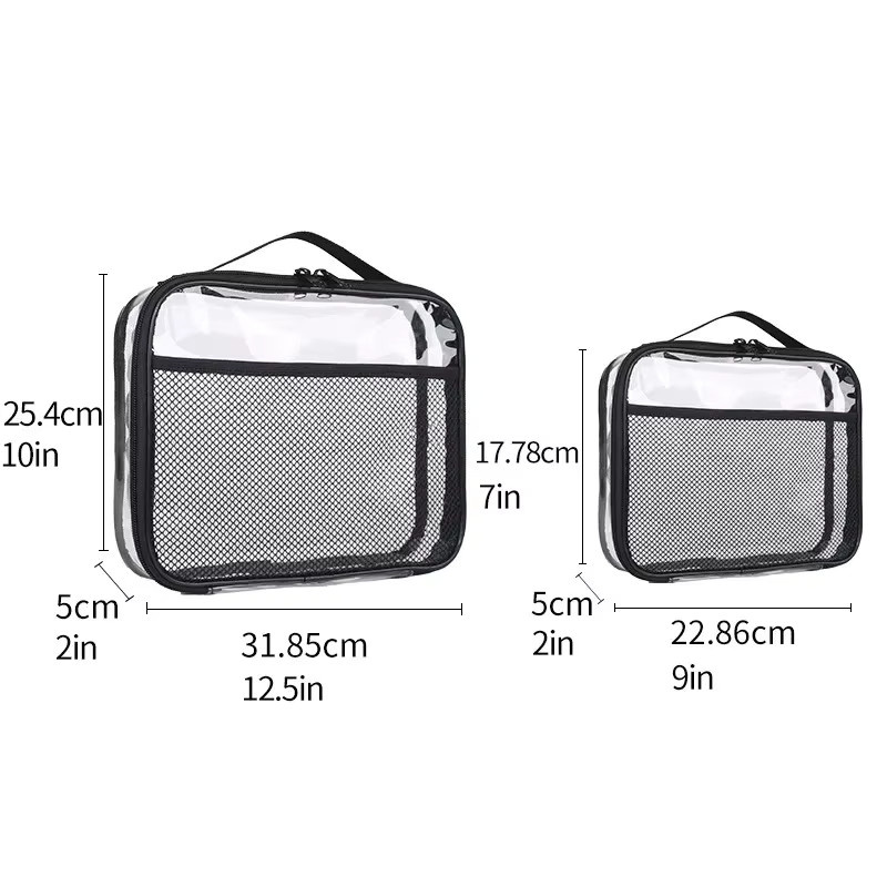 Transparente PVC Mesh Aufbewahrungstasche mit Reißverschluss und Griffen, Wasserdichte Organizer-Tasche für Make-up und Spielzeug, Breite: 45,17 cm, Höhe: 31,85 cm, Tiefe: 17,78 cm - Bild 1