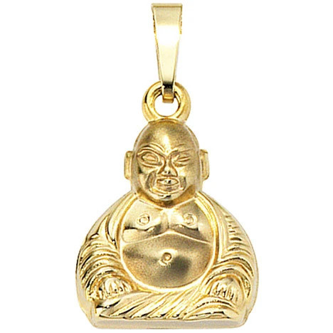 Colfem Anhänger Buddha, Gelbgold, mattiert, Unisex - Bild 1