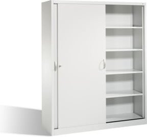 C+P Aktenschrank Acurado mit Schiebetüren in Lichtgrau, 2 x 5 Ordnerhöhen, Stahl, H: 195 cm, B: 160 cm, T: 50 cm - Bild 1