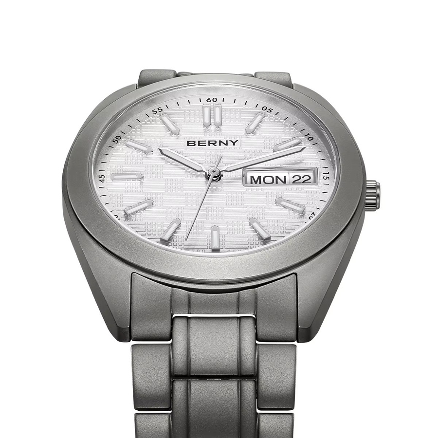 BERNY Armbanduhr Titan, Quarz, Saphirglas, Silber, Herren - Bild 2