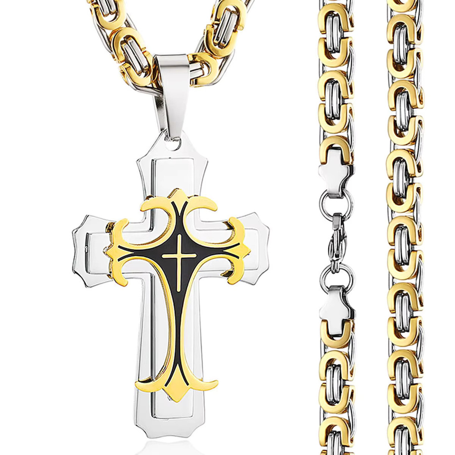 diyalo Halskette Christian Trinity Latein Kreuz, Edelstahl, Herren - Bild 1
