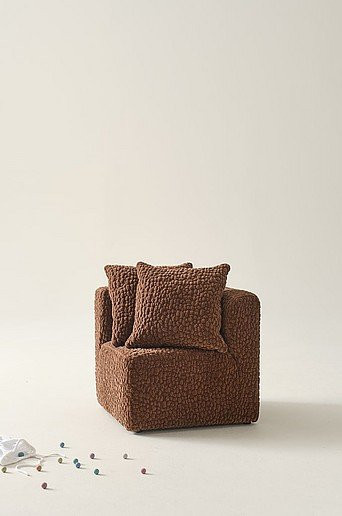 BALTIMORE MINI Sofamodul Ecke mit 2 Kissen von Jotex in Braun aus Bouclé-Stoff - Bild 1