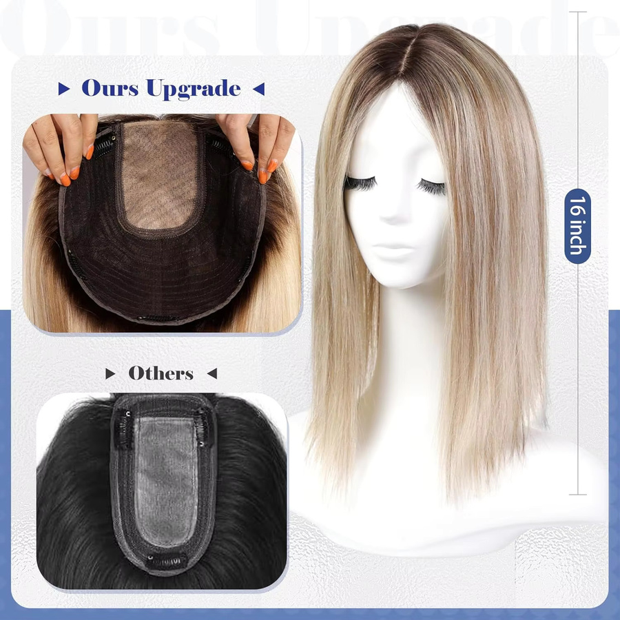 HAIRCUBE Remy-Echthaar-Topper, braun-blond, glatt, 40,6 cm, Damen - Bild 4