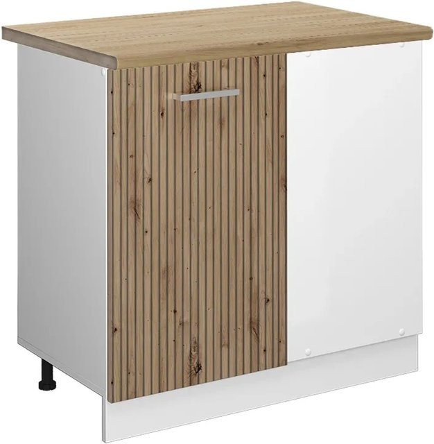 Vicco R-Line Eckunterschrank Küchen Eckschrank Artisan-Eiche und Weiß mit Scharniertüren - Bild 1