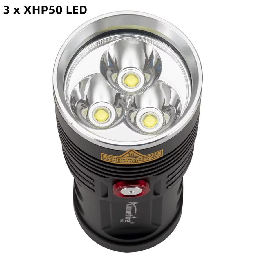 Alonefire Taktische LED Taschenlampe mit 3x XHP50, 60W, USB-aufladbar, Cool White, Schwarz - Bild 2