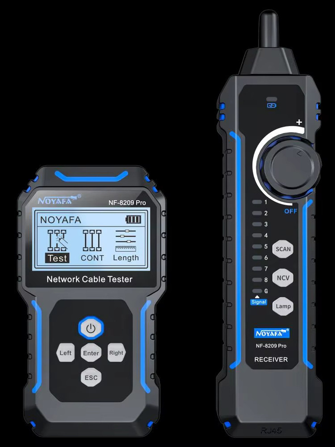 NOYAFA NF-8209Pro Netzwerkkabeltester mit Kabeltracker für Cat5 Cat6 PoE und Längendurchgangsprüfung sowie NCV in Schwarz - Bild 7