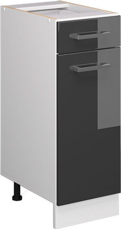Küchenunterschrank R-line von Vicco in Anthrazit Hochglanz mit Drehtüren, Breite: 30 cm - Bild 1