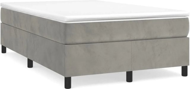 vidaXL Boxspringbett mit Matratze in Hellgrau, Hybrid-Design mit Taschenfederkern und Samtbezug, B/T/H: 120 x 200 x 35 cm - Bild 1